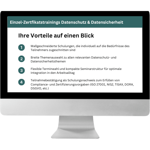Individuelle Einzeltrainings Datenschutz und Datensicherheit